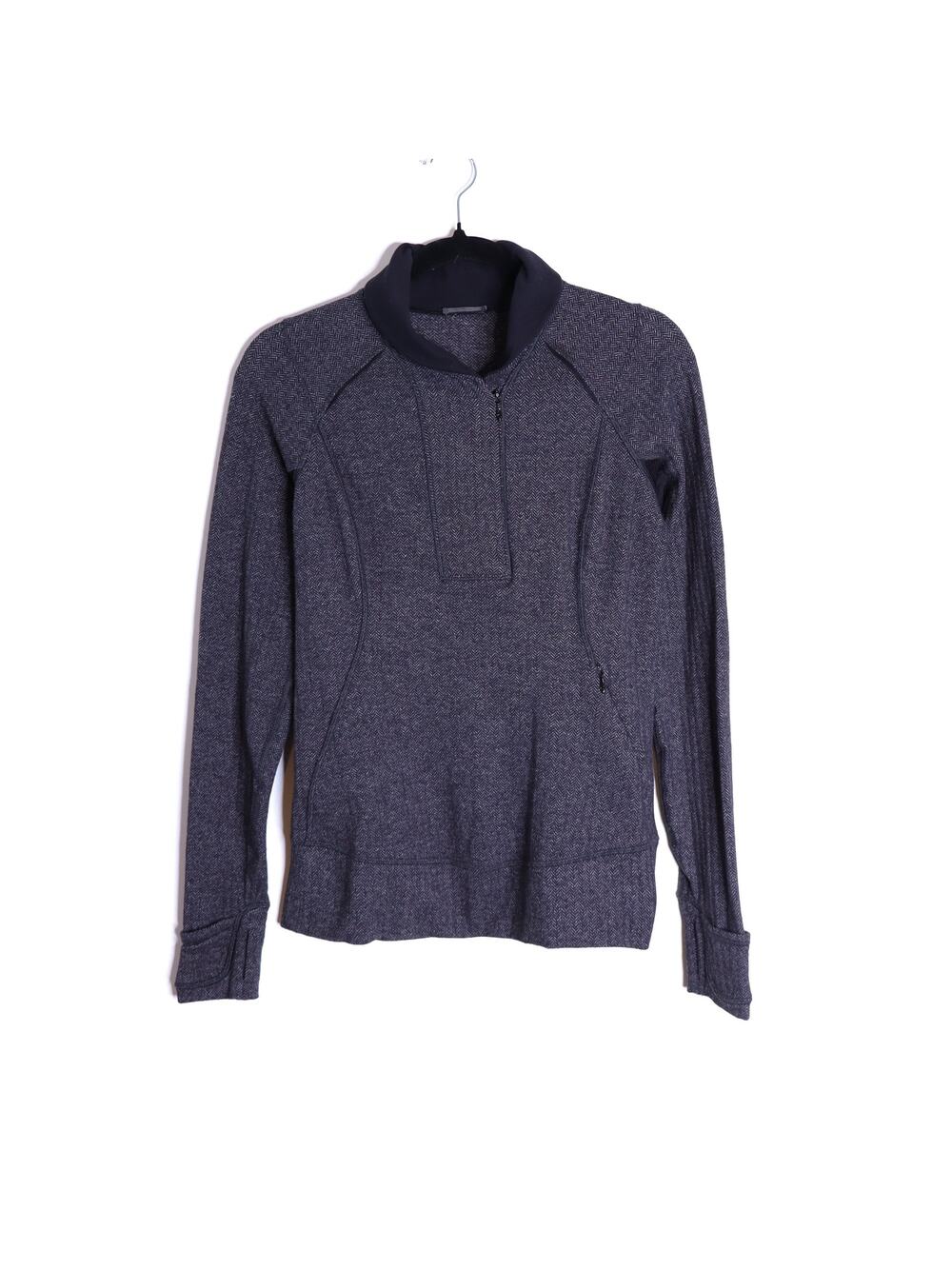 LULULEMON Herringbone Think Fast Pullover Heathered Black Active Women's 6